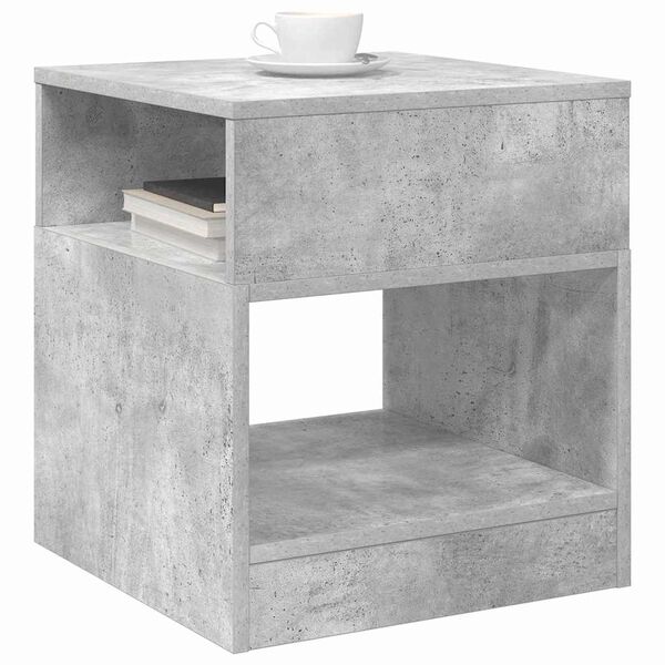 vidaXL Table d'appoint Gris b&eacute;ton 40,5 x 40 x 45 cm Bois d'ing&eacute;nierie