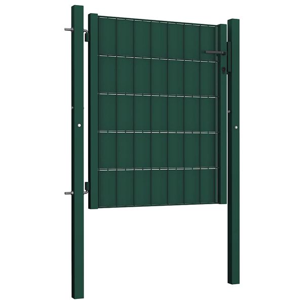 vidaXL Portail de cl&ocirc;ture en PVC et acier 100x100 cm vert