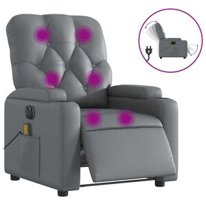 vidaXL Fauteuil de massage inclinable &eacute;lectrique gris similicuir