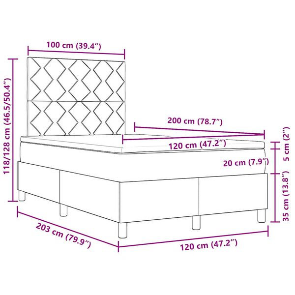 vidaXL Lit &agrave; ressorts avec matelas Noir 120 x 200 cm tissu