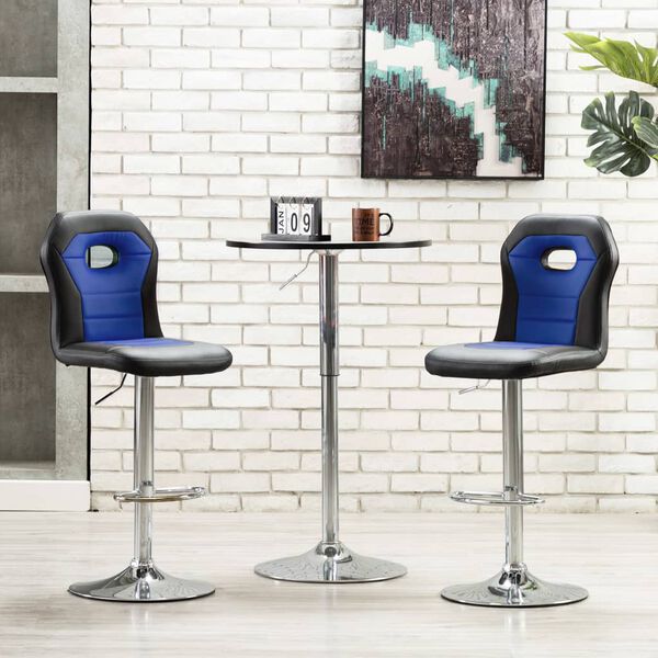 vidaXL Chaises de bar lot de 2 bleu similicuir