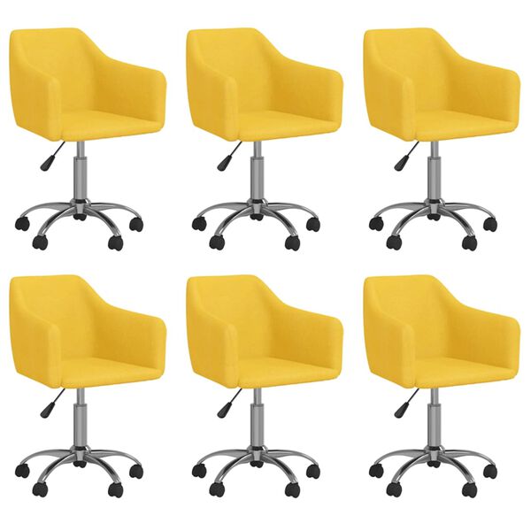 vidaXL Chaises pivotantes &agrave; manger lot de 6 jaune tissu