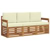 vidaXL Ensembles de canap&eacute;s 3 pc Naturel et Cr&egrave;me Bois d'Acacia Massif
