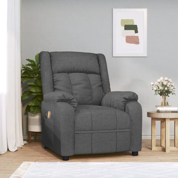 vidaXL Fauteuil de massage Gris foncé Tissu