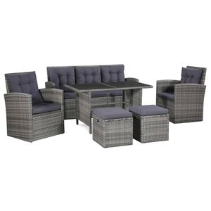vidaXL Salon de jardin 6 pcs avec coussins résine tressée gris