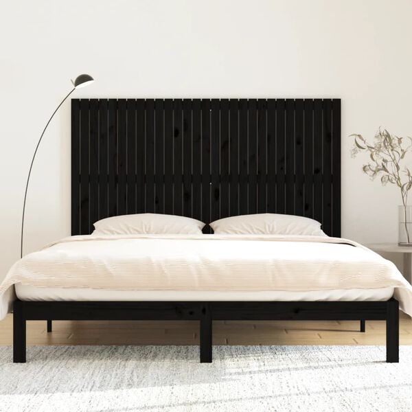 vidaXL Tête de lit murale Noir 185x3x110 cm Bois massif de pin