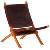 vidaXL Chaise de relaxation pliable cuir véritable marron foncé