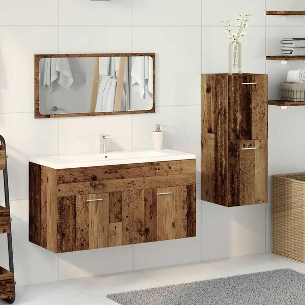 vidaXL Ensemble de meubles salle de bain 3 pcs bois d'ing&eacute;nierie