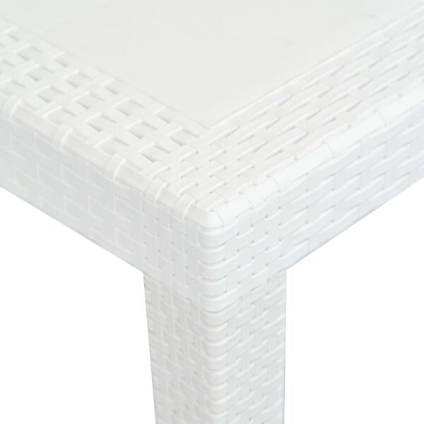 vidaXL Table de jardin Blanc 150x90x72 cm Plastique Aspect de rotin