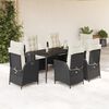 vidaXL Ensemble &agrave; manger de jardin coussins 7pcs Noir R&eacute;sine tress&eacute;e