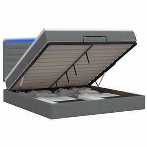 vidaXL Lit coffre avec matelas et LED Gris fonc&eacute; 140 x 190 cm Tissu
