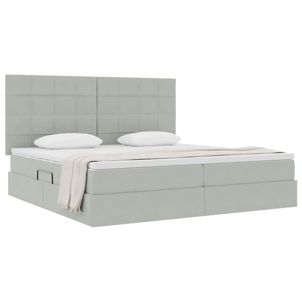 vidaXL Lit avec rangement et matelas Gris clair 200 x 200 cm Velours