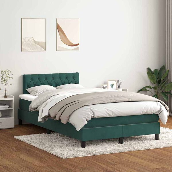 vidaXL Sommier &agrave; lattes de lit et matelas et LED vert fonc&eacute; 120x220cm velours