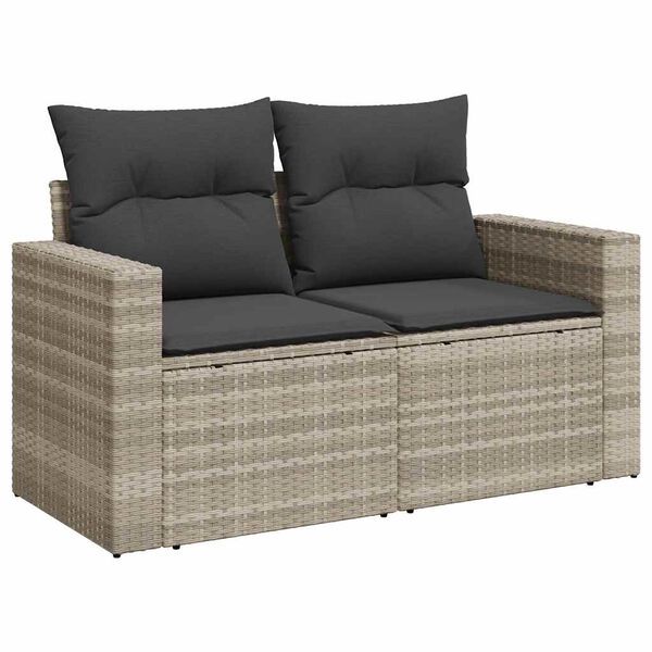 vidaXL Salon de jardin 11 pcs avec coussins gris clair r&eacute;sine tress&eacute;e