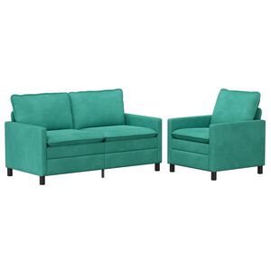 vidaXL Ensemble de Canap&eacute;s 2 pc Turquoise Velours