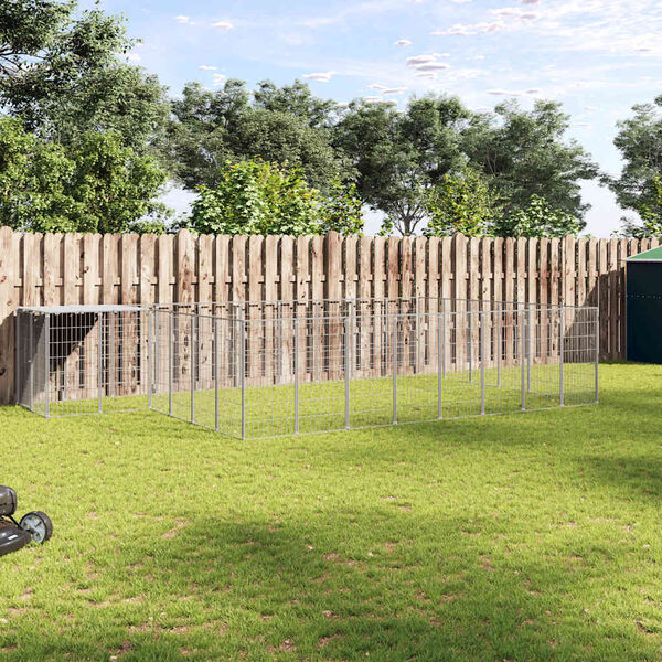 vidaXL Chenil Argent&eacute; 15,73 m&sup2; Acier