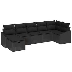vidaXL Ensemble de Canap&eacute;s avec coussin avec stockage Noir polyrotin