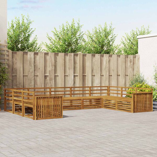 vidaXL Ensembles de canap&eacute;s 9 pcs Naturel Bois d'Acacia Massif