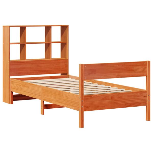 vidaXL Lit biblioth&egrave;que sans matelas cire marron 100x200 cm pin massif