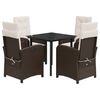 vidaXL Ensemble &agrave; manger de jardin 5 pcs et coussins marron poly rotin