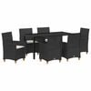 vidaXL Ensemble de salle &agrave; manger pour jardin 7 pcs Noir polyrotin