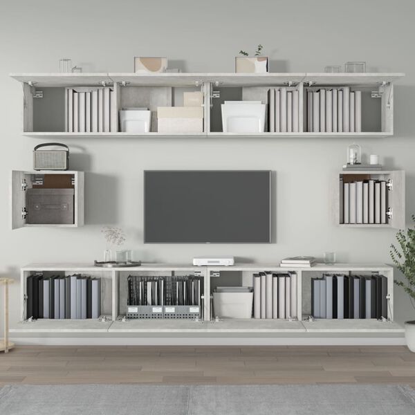 vidaXL Ensemble de meubles TV 6 pcs Gris béton Bois d'ingénierie