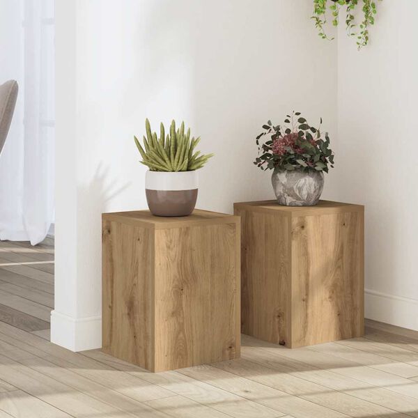 vidaXL Supports pour plantes 2 pcs ch&ecirc;ne artisanal bois d'ing&eacute;nierie