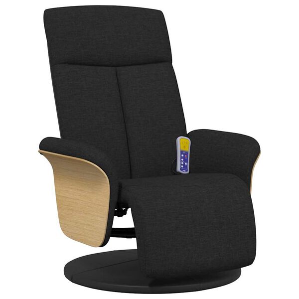 vidaXL Fauteuil inclinable de massage avec repose-pieds noir tissu
