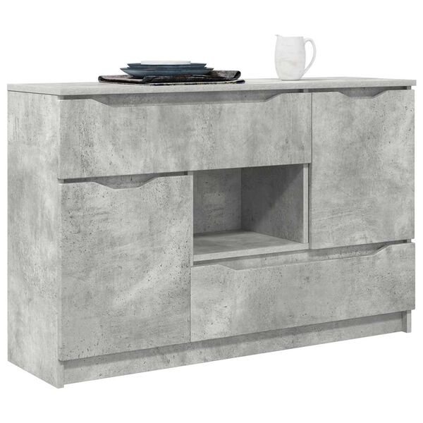vidaXL Buffet avec tiroir Gris b&eacute;ton 100 x 30 x 65,6 Bois d'ing&eacute;nierie
