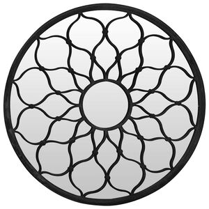 vidaXL Miroir de jardin Noir 40x3 cm Fer Rond utilisation ext&eacute;rieure