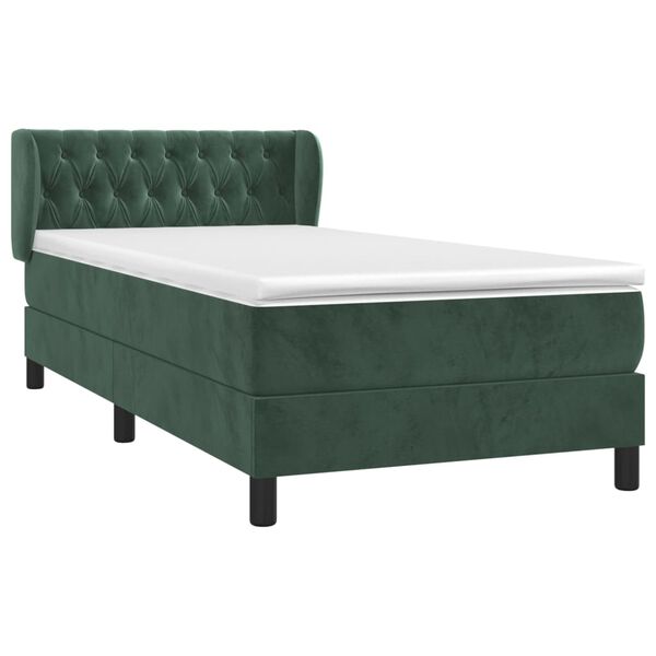vidaXL Sommier &agrave; lattes de lit avec matelas Vert fonc&eacute; 90x190 cm
