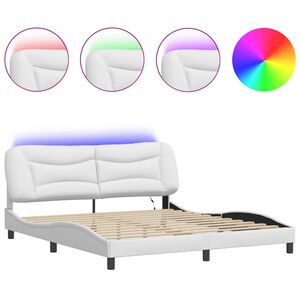 vidaXL Cadre de lit avec LED sans matelas Hvar blanc 180x200 cm