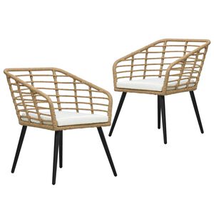 vidaXL Chaises de jardin lot de 2 avec coussins R&eacute;sine tress&eacute;e Ch&ecirc;ne