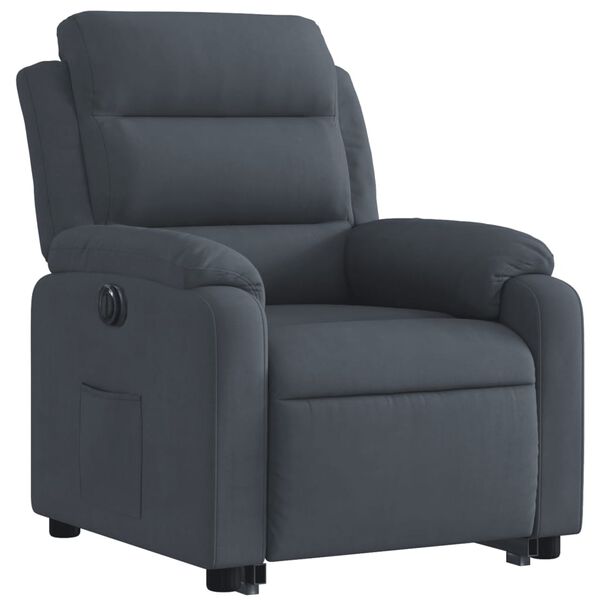 vidaXL Fauteuil inclinable &eacute;lectrique gris fonc&eacute; velours