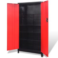 vidaXL Armoire à outils avec 2 portes Acier 90x40x180 cm Noir et rouge