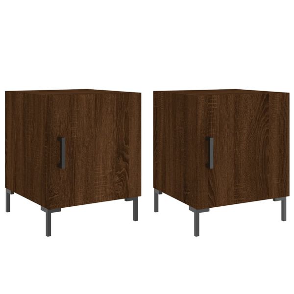 vidaXL Tables de chevet 2pcs ch&ecirc;ne marron 40x40x50cm bois d'ing&eacute;nierie
