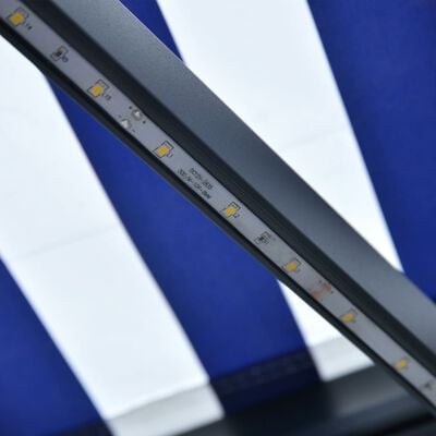 vidaXL Auvent avec capteur de vent et LED 400x300 cm Bleu et blanc