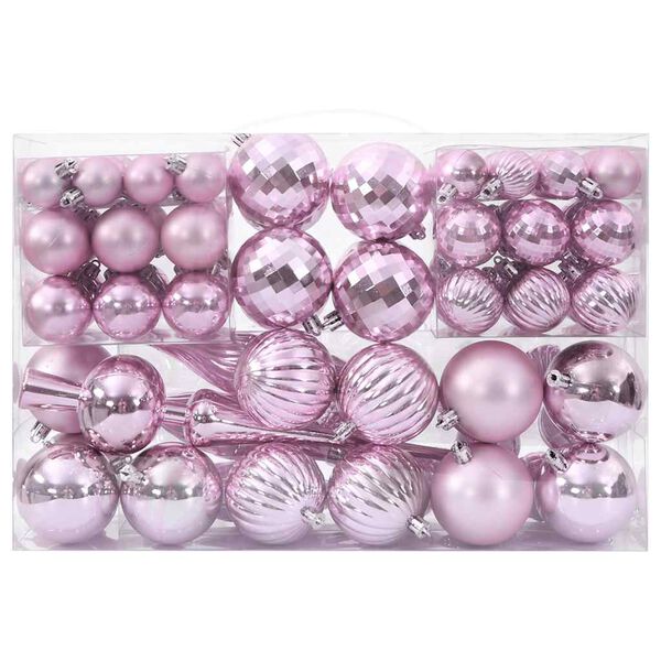 vidaXL Boules de No&euml;l 98 pcs rose &Oslash;3/4/6 cm