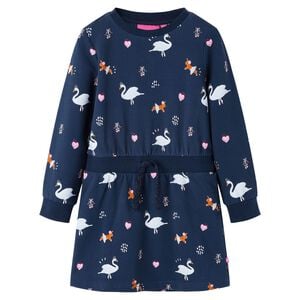 Robe pour enfants &agrave; manches longues bleu marine 104