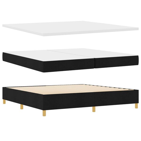 vidaXL Lit &agrave; ressorts avec matelas Noir 200 x 200 cm tissu