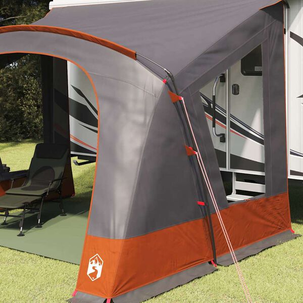 vidaXL Tente Caravane avec toit Gris et orange 410 x 275 x 245 cm