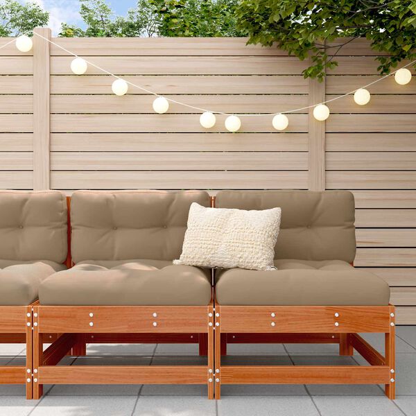 vidaXL Sofa de jardin milieu Pin massif Brun Cir&eacute;