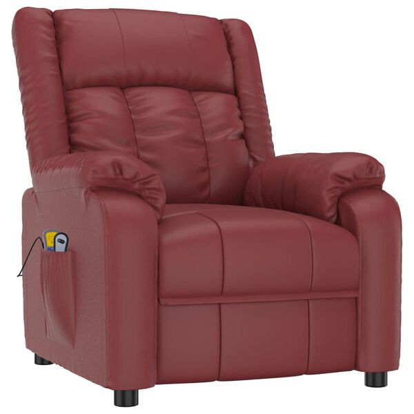 vidaXL Fauteuil de massage électrique Rouge bordeaux Similicuir