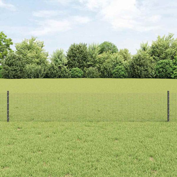 vidaXL Cl&ocirc;ture avec poteau Gris 0,4 x 25 m Acier et PVC