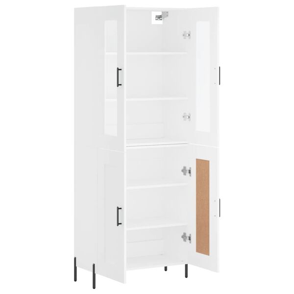 vidaXL Buffet haut Blanc 69,5x34x180 cm Bois d'ing&eacute;nierie