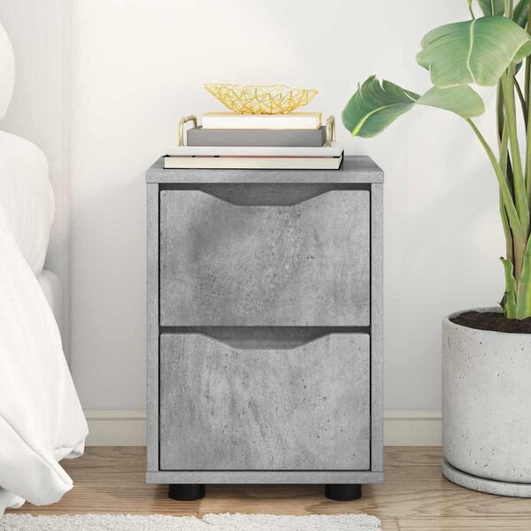 vidaXL Table de chevet Gris b&eacute;ton 30,5 x 30 x 43 cm Bois d'ing&eacute;nierie
