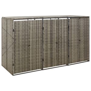 vidaXL Abri pour poubelle triple Gris 207x80x117 cm R&eacute;sine tress&eacute;e