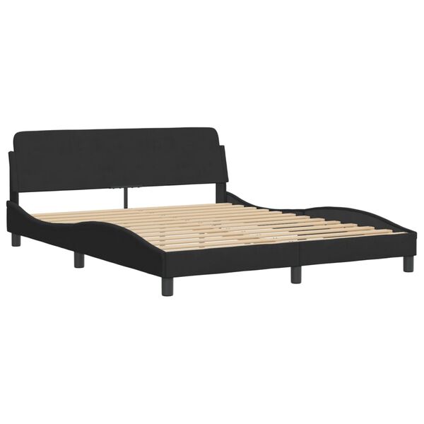 vidaXL Lit avec matelas Dover noir 160x200 cm velours