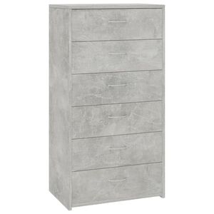 vidaXL Buffet avec 6 tiroirs Gris b&eacute;ton 50x34x96 cm Bois d'ing&eacute;nierie