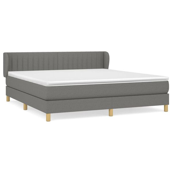 vidaXL Sommier &agrave; lattes de lit avec matelas Gris fonc&eacute; 180x200cm Tissu